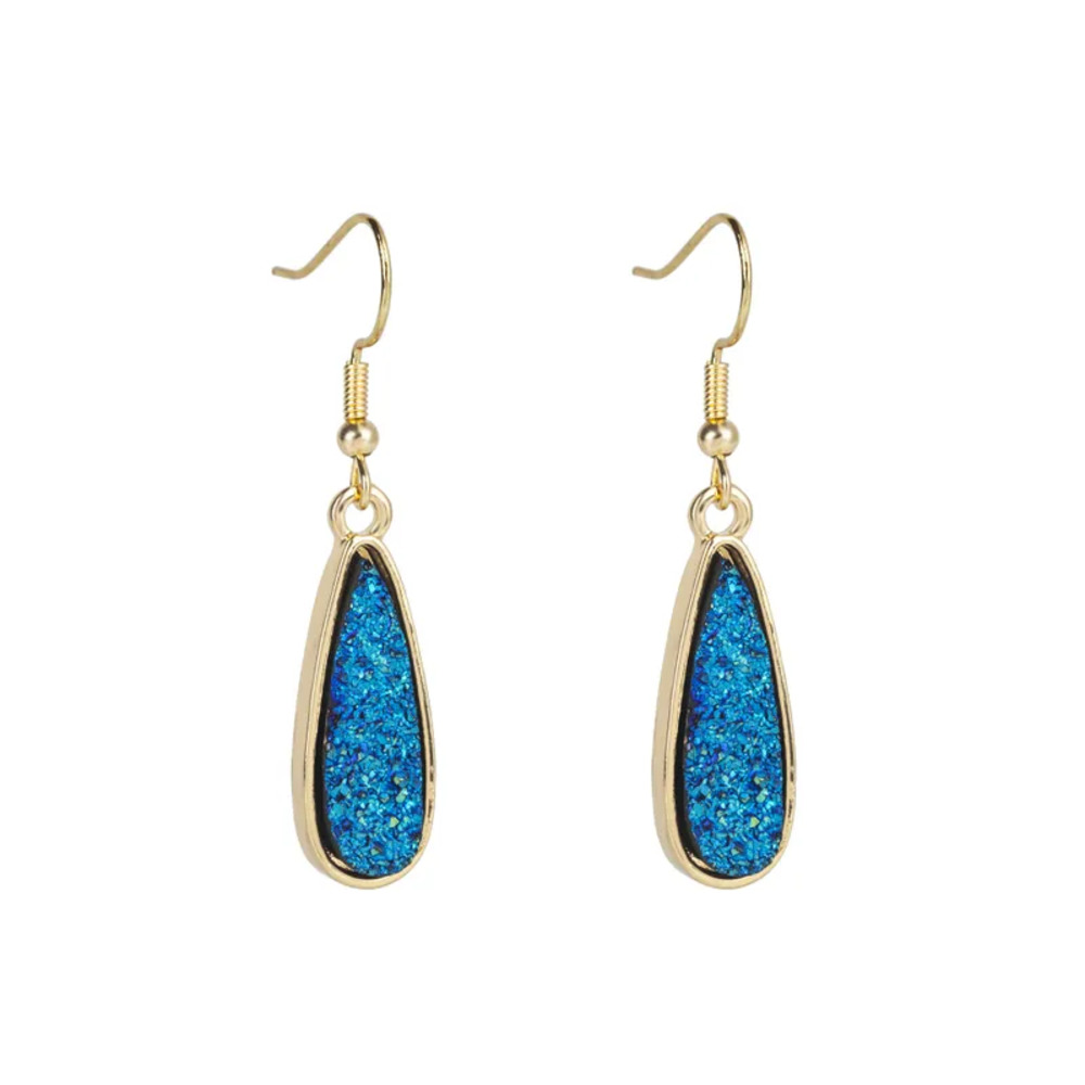 Dark Blue Water Droplets Drop Earrings